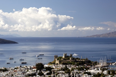 bodrum is a medieval castle with turkeyの写真素材