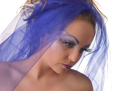 Portrait of a model with an unusual theatrical makeupの写真素材