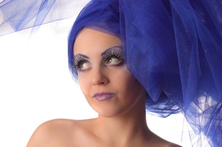 Portrait of a model with an unusual theatrical makeupの写真素材