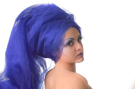 Portrait of a model with an unusual theatrical makeupの写真素材