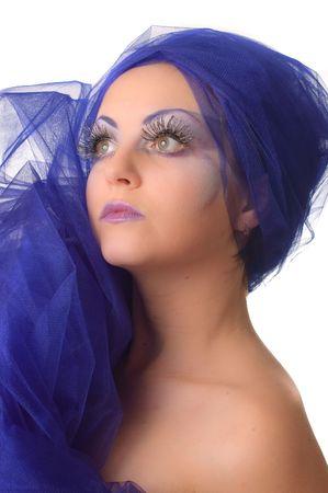 Portrait of a model with an unusual theatrical makeupの写真素材
