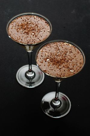 Two servings of chocolate cream dessertの写真素材