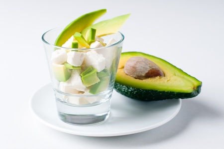 Fresh diet salad with cheese and avocado