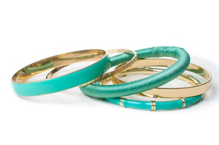 jewelry, five fashion elegant bright gold and green women
