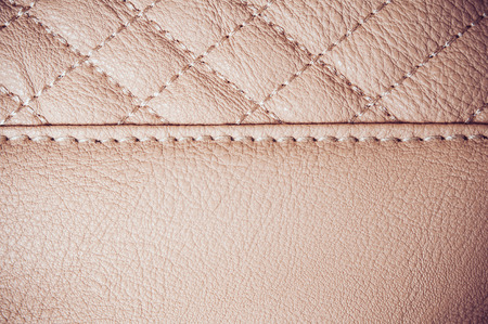 The texture of natural leather, stitched leather product detailsの写真素材