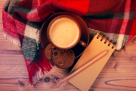 Cozy home coffee cup, warm detailsの写真素材