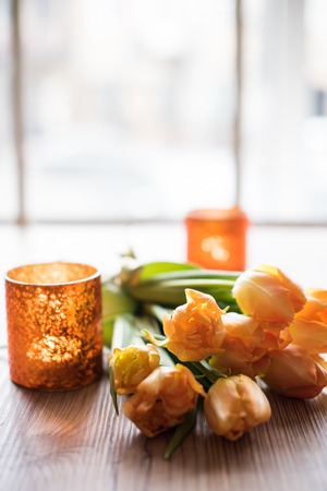 Bouquet of orange spring tulipsの写真素材