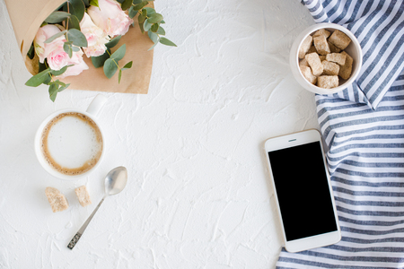 elegant lady blogger workspaceの写真素材