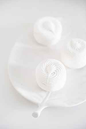 White marshmallow dessert on an elegant dish, beautiful foodの写真素材