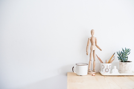 Eclectic home decor, house plants and vases on trayの写真素材