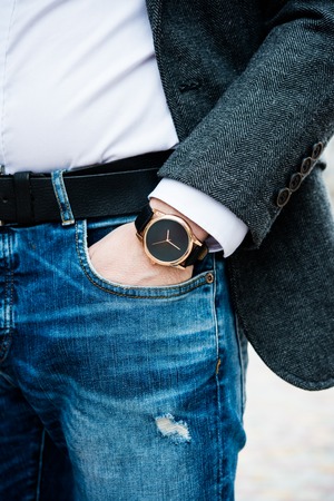 Elegant young business mans hand with fashion no brandの写真素材