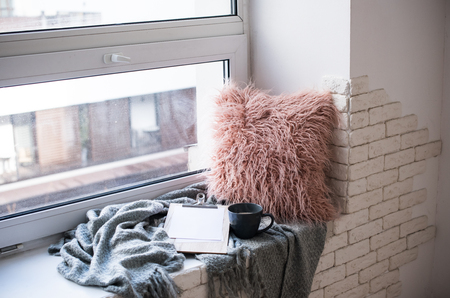 Cozy place on home windowsillの写真素材