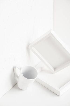 Abstract collection of different white objects, modern minimal decor arrangement close-upの写真素材