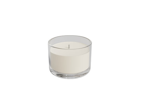 Open clear glass candle jar isolated on transparent background 3D renderの写真素材