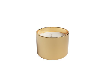 Open yellow gold candle jar isolated on transparent background 3D renderの写真素材