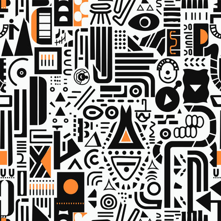 Abstract asymmetrical geometric vector pattern illustration, modern style with bold shapes and symbols, modernist design artのイラスト素材