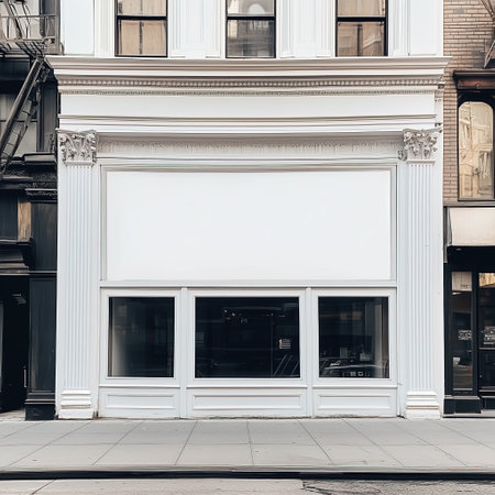 City Street Storefront Mockup, Local Shop Front Facade Template, Small Business Branding Showcase for Designersの素材