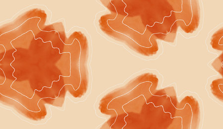 Abstract digital watercolor seamless pattern, soft brown and beige symmetrical art illustrationの写真素材