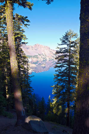 Phantom Ship, Crater Lake National Park, Oregon, United Statesの写真素材