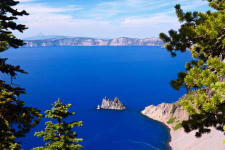 Phantom Ship, Crater Lake National Park, Oregon, United Statesの写真素材