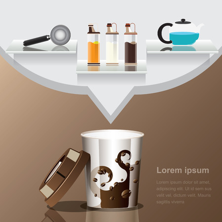 Coffee recipe with wall standing background  clear vector illustration のイラスト素材