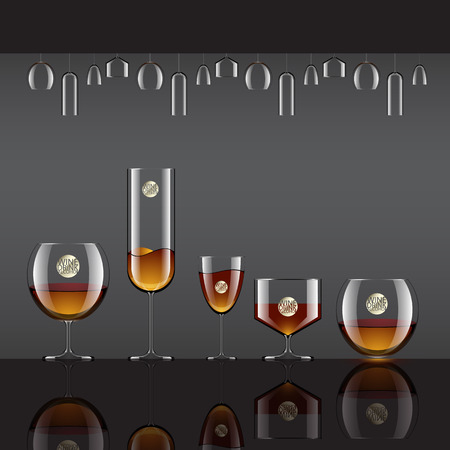 Drinks in Transparent glass and alcohol drinks  vector illustration のイラスト素材