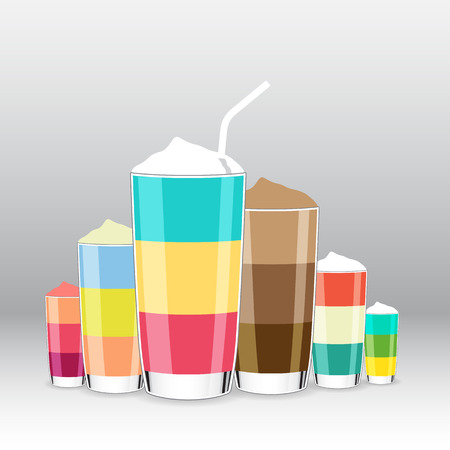 Summer drink Colorful set background  clear vector illustration のイラスト素材
