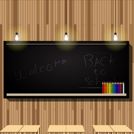Blackboard on classroom background  clear vector illustration のイラスト素材