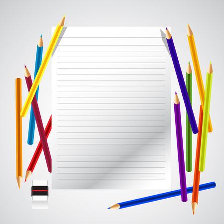 Paper with colorful pencil background  clear vector illustration のイラスト素材