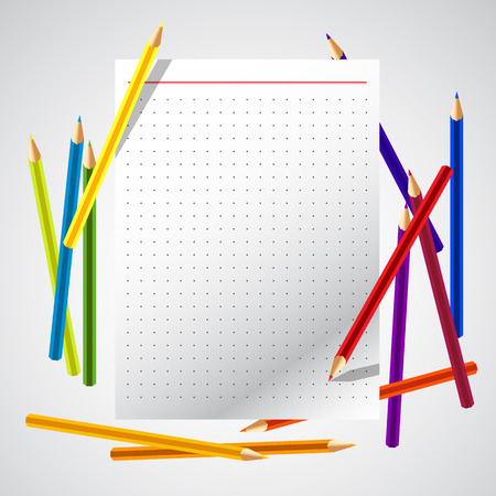 Paper with colorful pencil background  vector illustration のイラスト素材