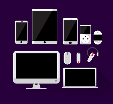 Electronic gadgets icon banner flat styleのイラスト素材