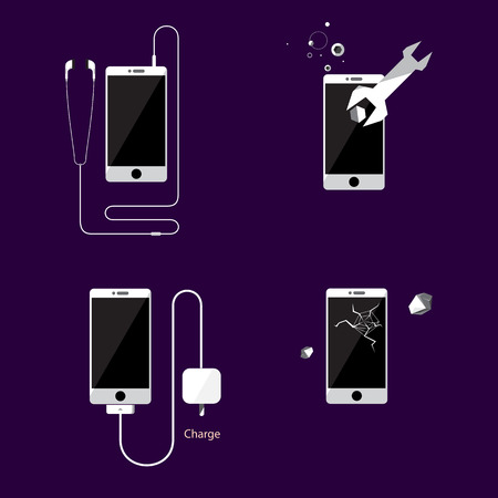 Smartphone icon banner in flat styleのイラスト素材