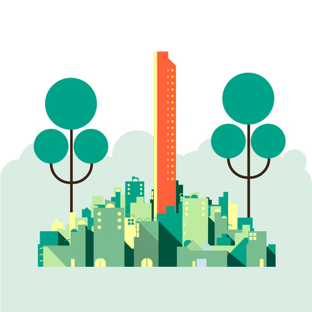 City infographics green growth business concept. vector illustrationのイラスト素材
