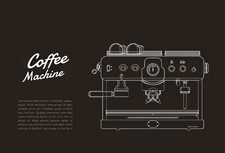 Coffee machine outline. vector illustration.のイラスト素材