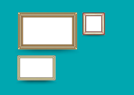 Picture frame vector. Photo art gallery on aqua wall. vector illustration.のイラスト素材