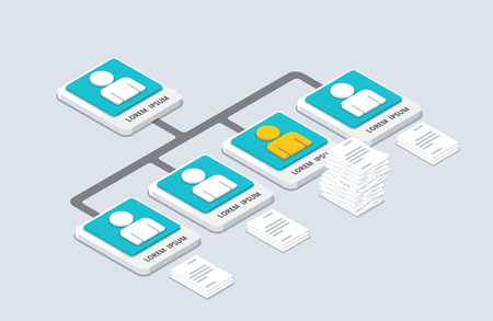Isometric organization and sturcture. flat 3d organization pop-up from ground. vector illustrationのイラスト素材