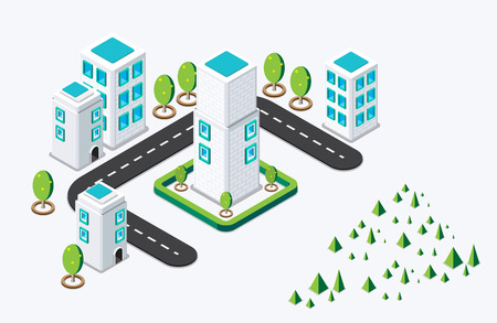 Isometric city building. vector illustrationのイラスト素材