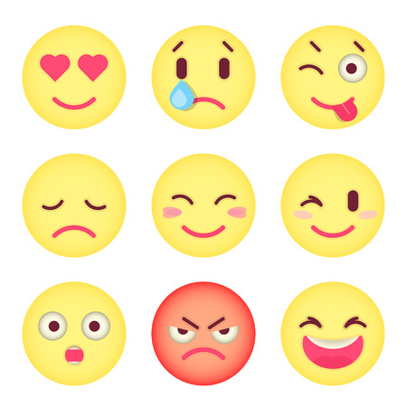 Set of flat emoticons Set of Emoji.のイラスト素材