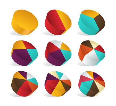 Perspective pie chart slice area. infographic pie. vector illustration.のイラスト素材