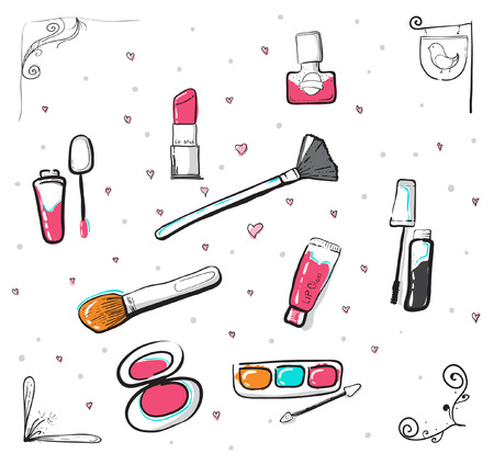 Hand drawn cosmetic icon. cosmetic element. cosmetic decorate element. vector illustrationのイラスト素材
