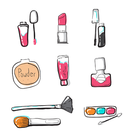 Hand drawn cosmetic icon. cosmetic element. cosmetic decorate element. vector illustrationのイラスト素材
