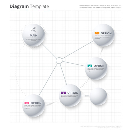 Diagram Template, Organization chart template. flow template, blank diagram for replace text, white color, Circle diagram, vector stock design.のイラスト素材