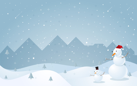 Snowman in winter season background. vector illustration.のイラスト素材