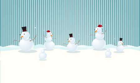 Snowman and snow background. winter season with snow flake. vector illustration.のイラスト素材