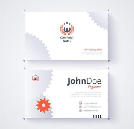 Engineer business card template. gear background.のイラスト素材