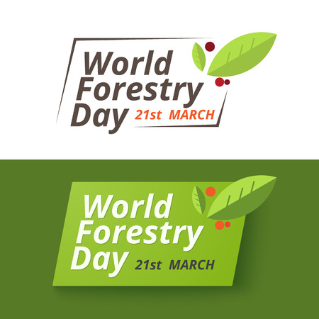 Forestry day logo design. 21st march.  vector illustration.のイラスト素材