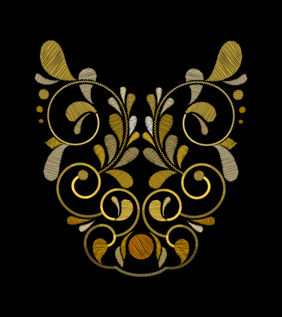 Embroidery tulip flower designs. Collection of quilted elements for patches and stickers.のイラスト素材