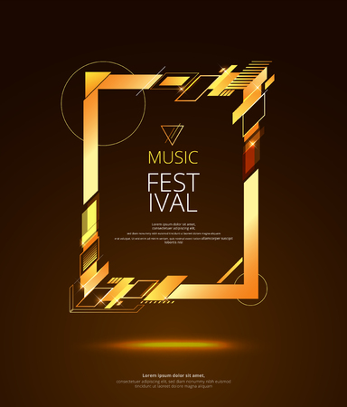 Vector frame for text Modern Art graphics for hipsters . dynamic frame stylish geometric black background with gold. element for design business cards, invitations, gift cards, flyers and brochuresのイラスト素材