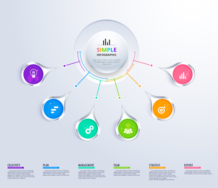 Business data visualization. Process chart. Abstract elements of graph, diagram with 6 steps, Parts or Processes. Business presentation.のイラスト素材