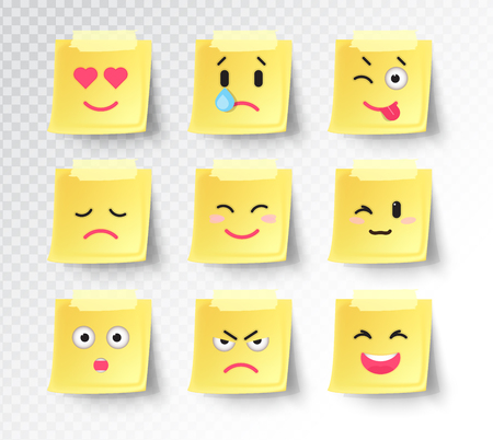 Sticky note with emoticon face illustration.のイラスト素材